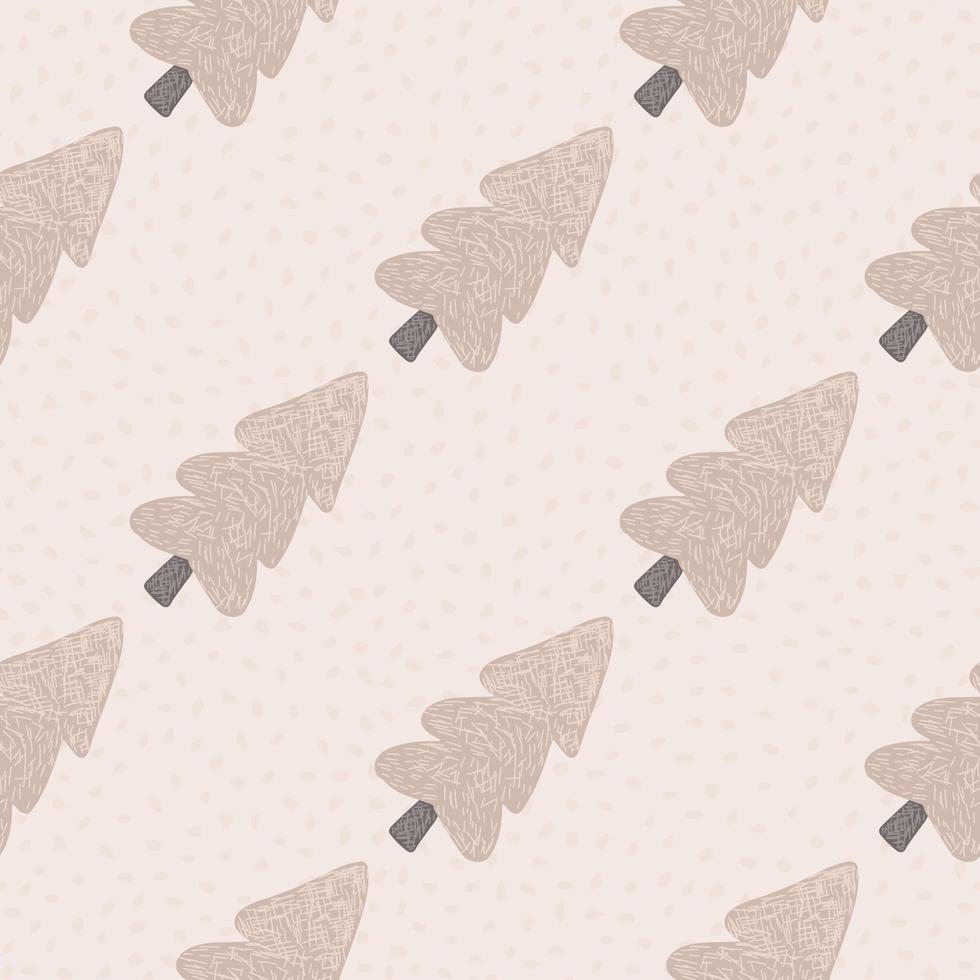 Pink christmas tree seamless pattern. Pink background with dots. Monochrome design. vector