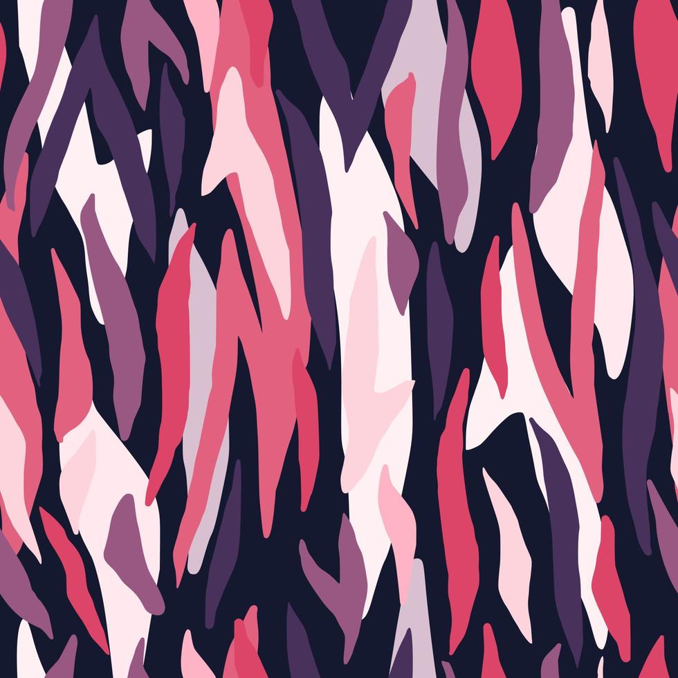 Bright abstract seamless pattern with animal leather stripes ornament. Pink, purple, white colorful safari print. vector