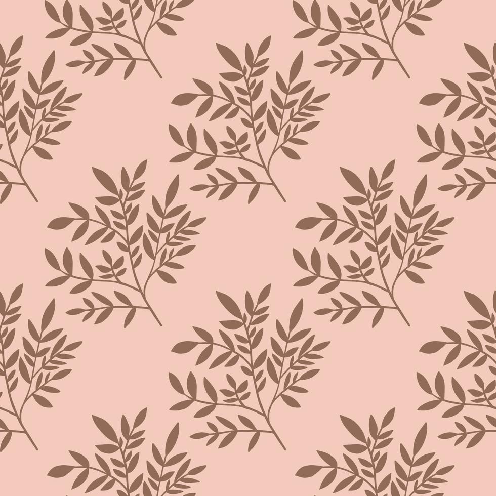 Geometric foliage brances seamless pattern in vintage style. Botanical twig wallpaper. vector