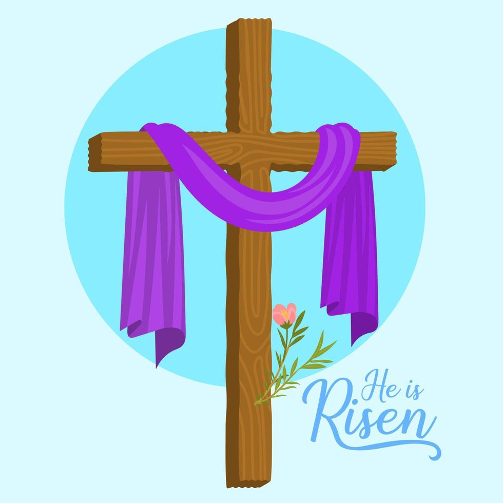 Sprouting Tree, He is risen, celebrate the Resurrection. Catholic and Christian symbol vector