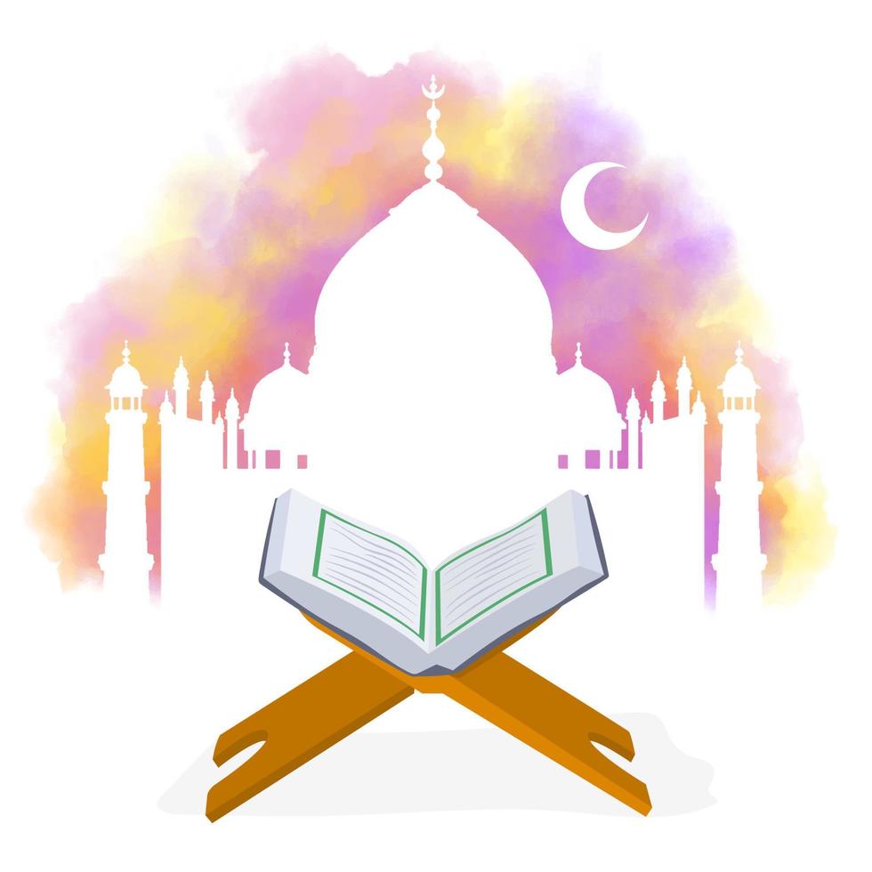 Quran, holy book of Muslims in the mosque vector