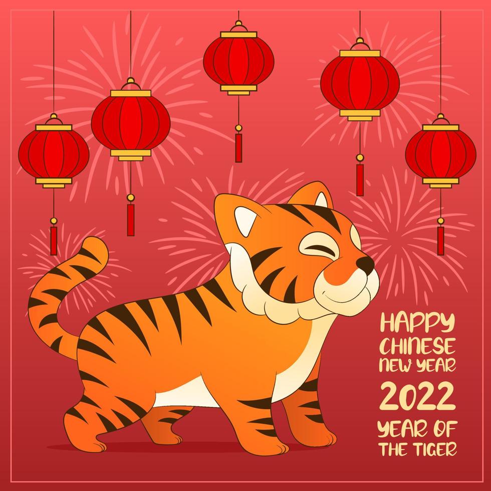 Happy new year, Chinese New Year, 2022, Year of the Tiger. vector
