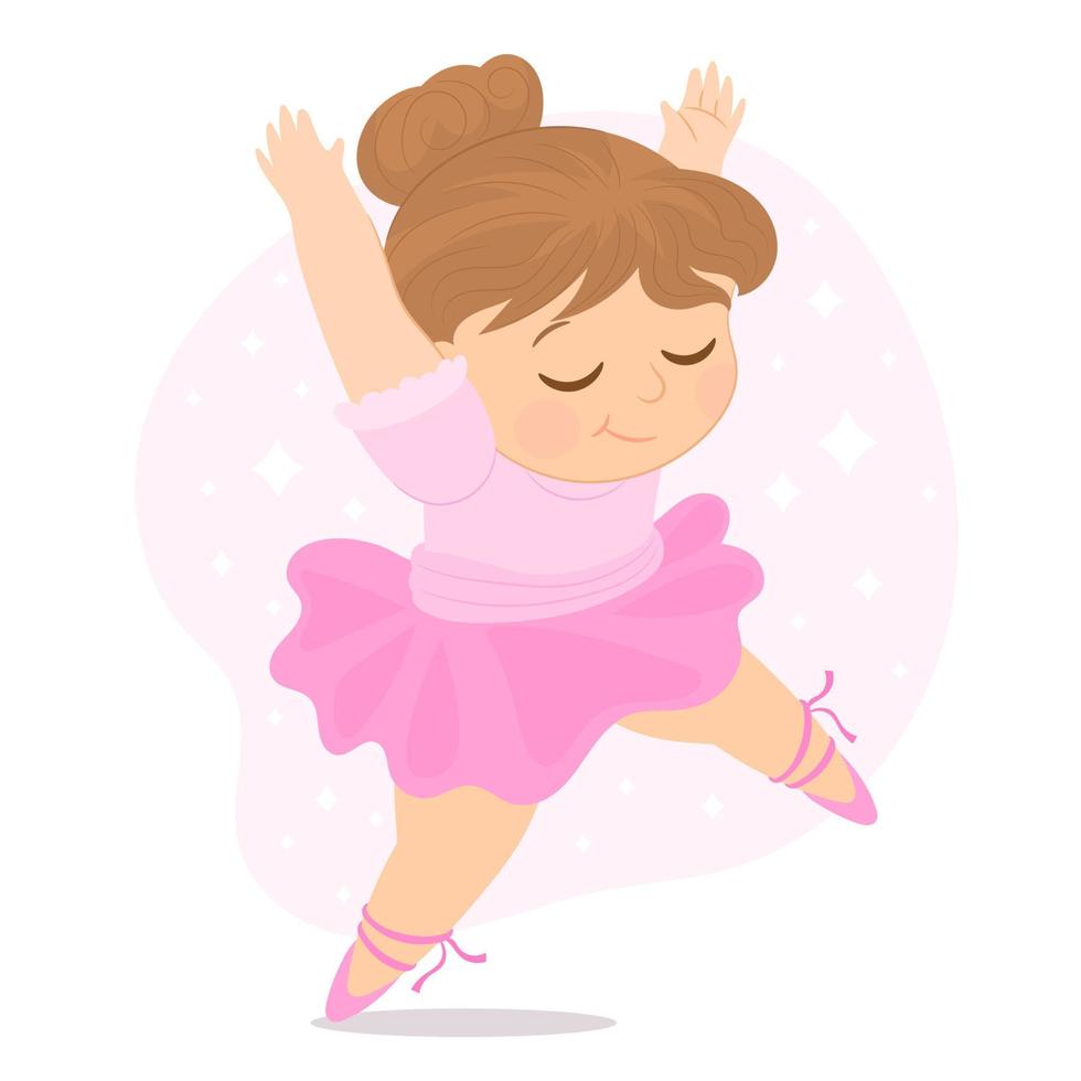 Little girl ballerina dancer, child practice classic ballet vector