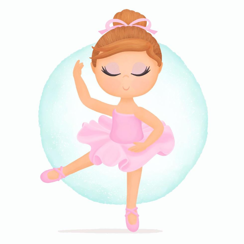 Cute Girl Ballerina, Hand Drawn Illustration vector