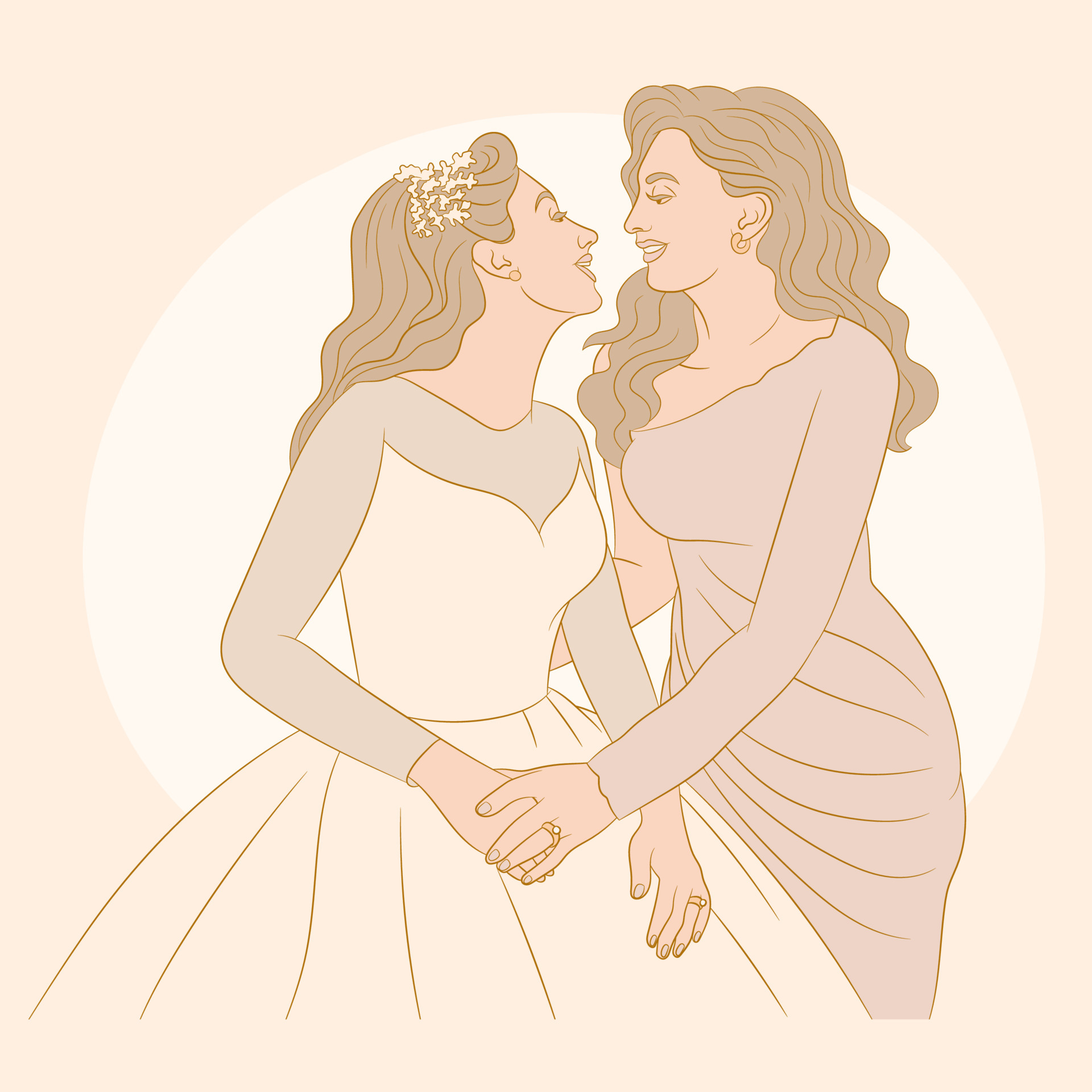 Wedding lesbian couple in love getting married concept of marriage equality 5629640 Vector Art at Vecteezy