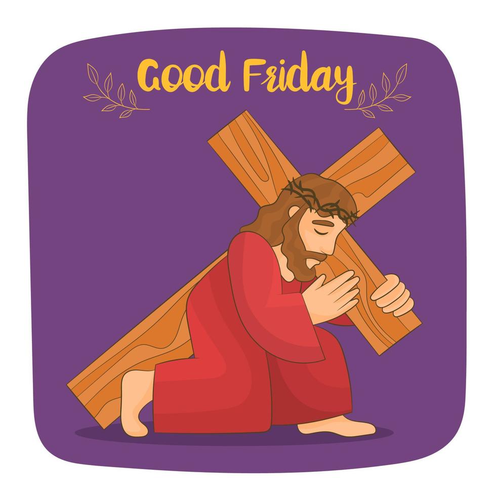 Drawing of Jesus Christ carrying the Cross, Good Friday vector