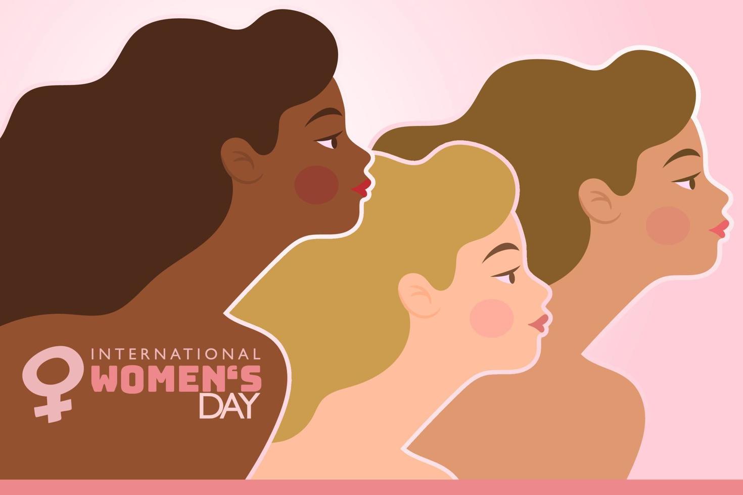 A group of beautiful women with different beauty, hair and skin color. vector