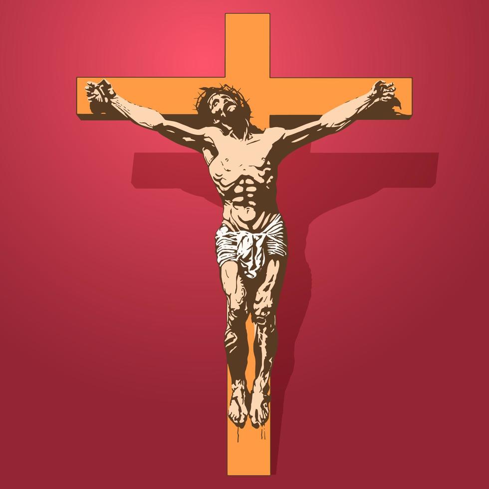 SP0179Jesus Christ in the cross with a crown of thorns on his head, a symbol of Christianity vector