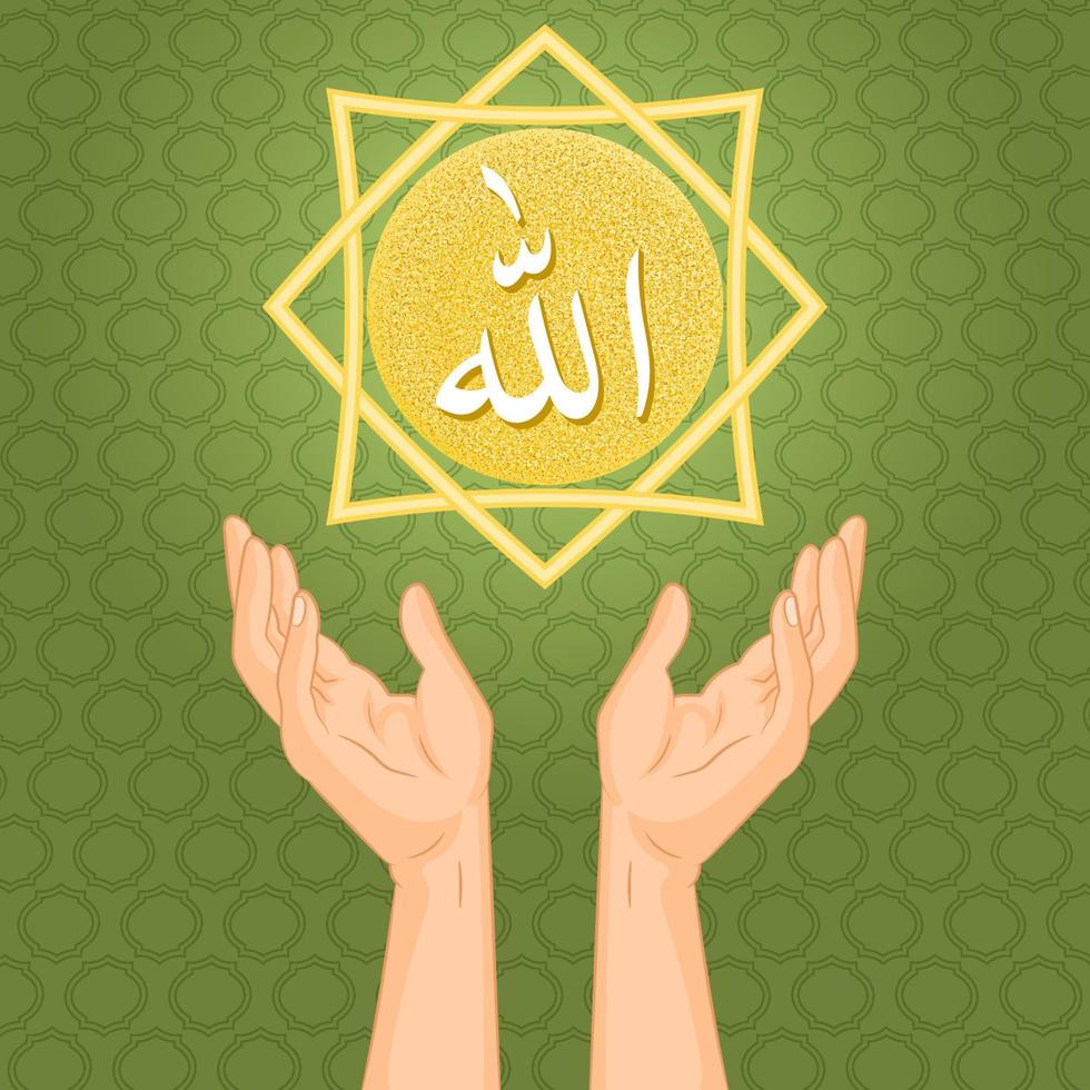 Allah god of Islam 3D text, and hands in worship 5629657 Vector ...