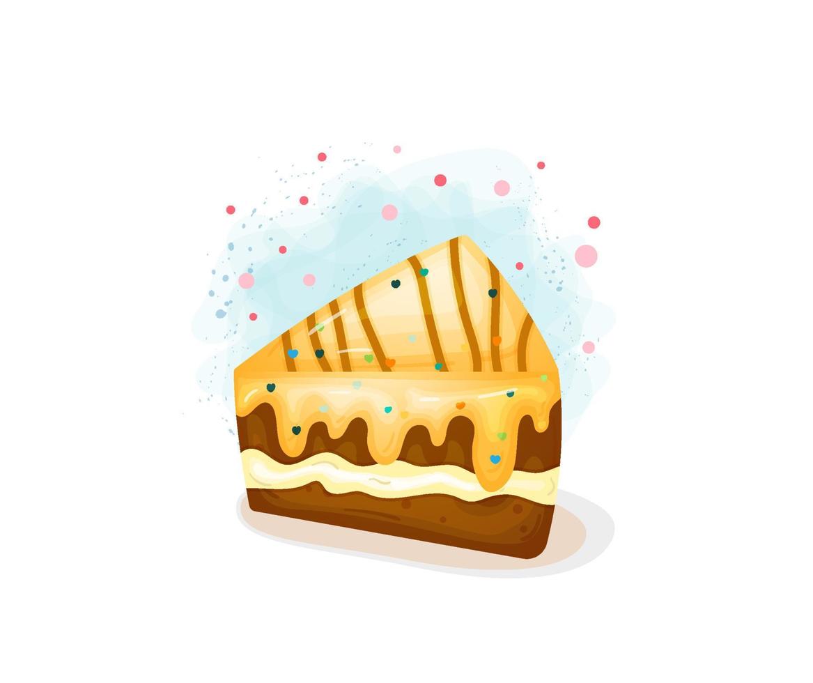 lindas rebanadas de pastel. deliciosos pasteles en estilo dibujado a mano vector