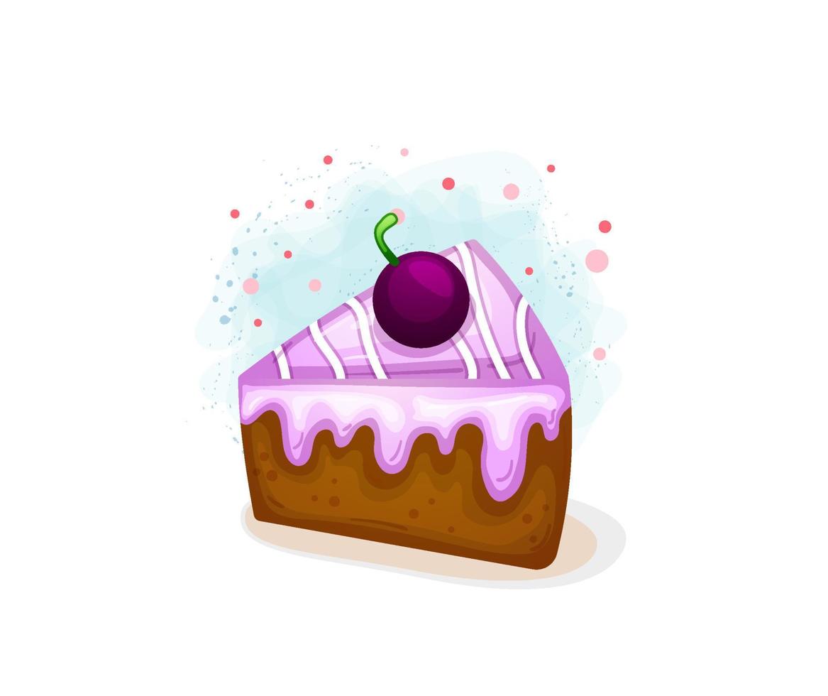 Cute blueberry cake slices. Delicious cakes in hand drawn style vector