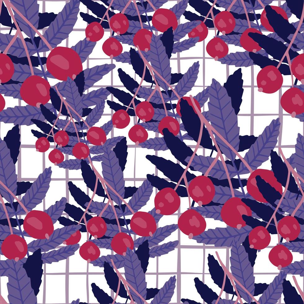 Winter rowan berry seamless pattern. Botanical wallpaper. Textile print design. vector