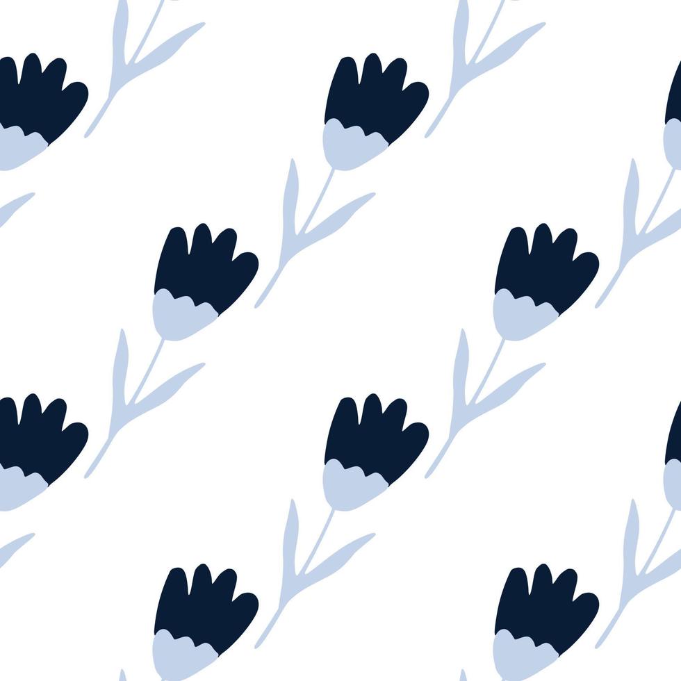 Blue tulip seamless pattern in minimal style. Scandinavian flower wallpaper. Abstract floral backdrop. vector