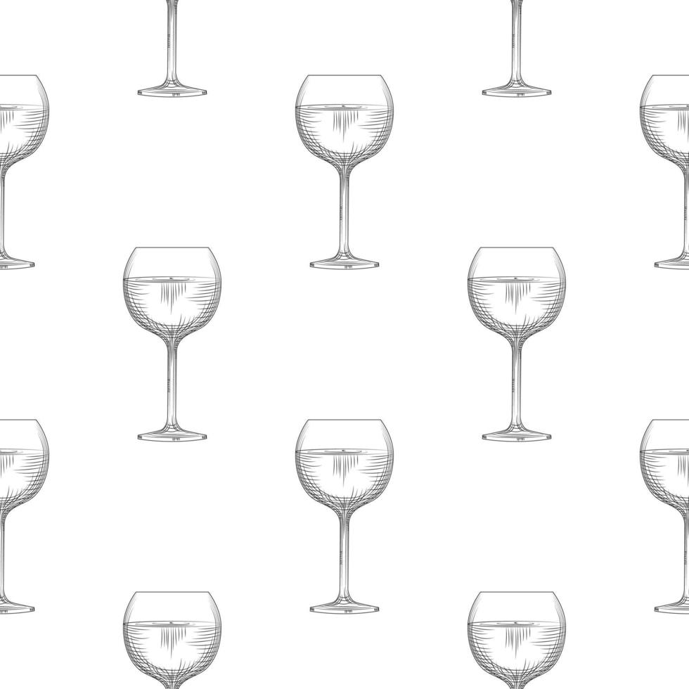 Wine glassware seamless pattern on white background. vector