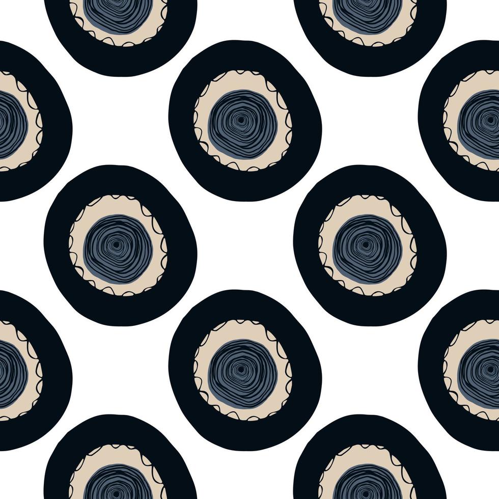 punto circular siluetas de patrones sin fisuras. diseño de geometría abstracta con adorno aislado negro y azul marino sobre fondo blanco. vector