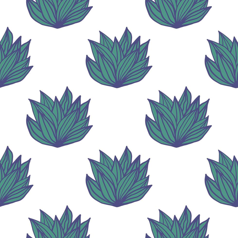 Foliage bush isolated seamless pattern with white background. Green and blue leaves. Simple floral backdrop. vector