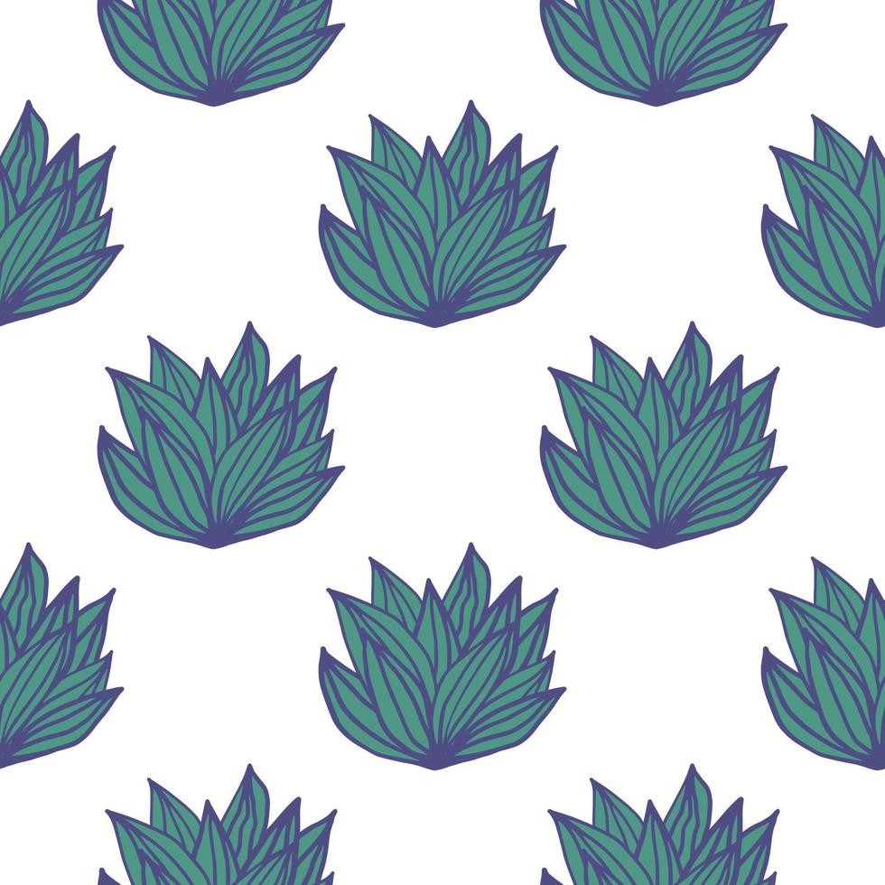 Foliage bush isolated seamless pattern with white background. Green and blue leaves. Simple floral backdrop. vector