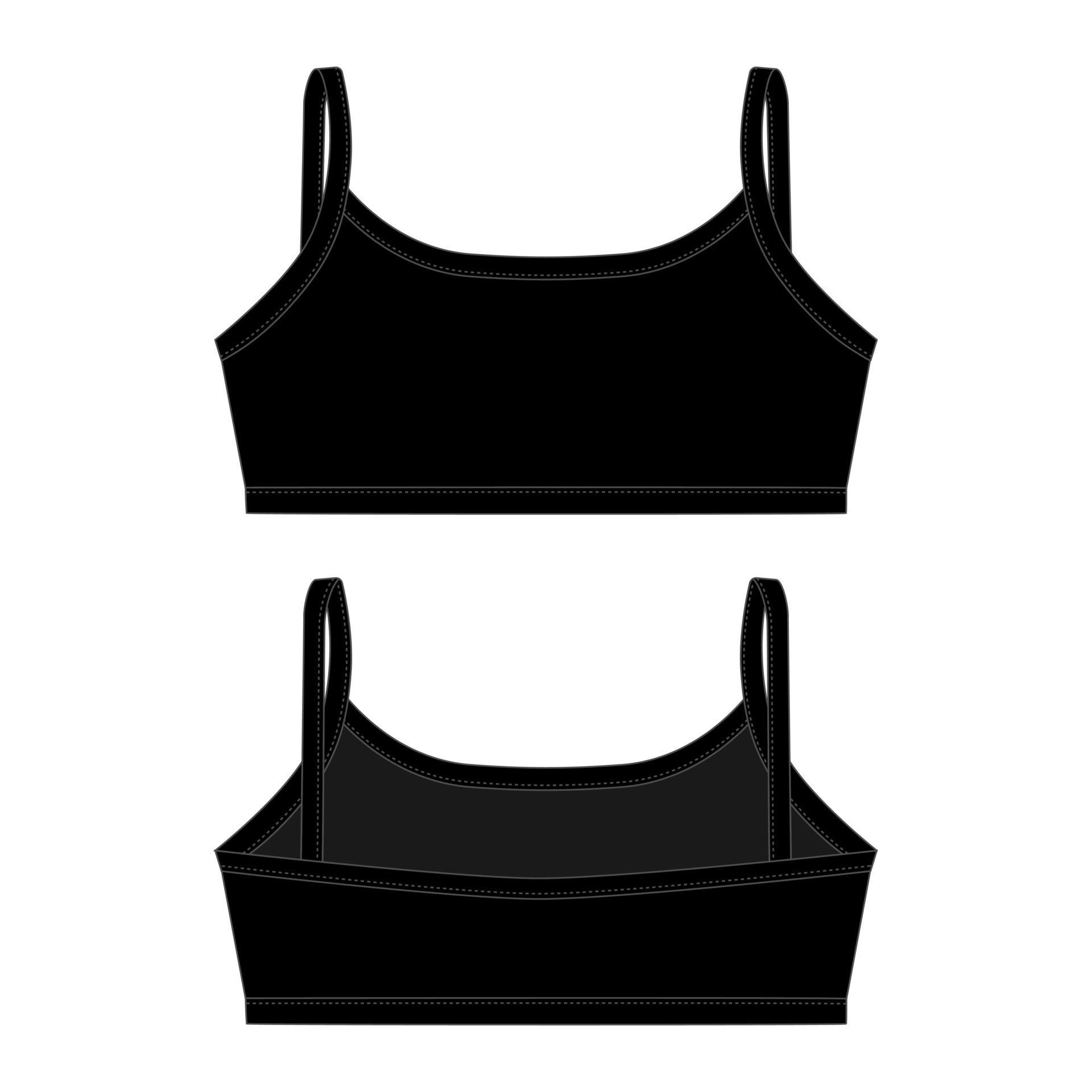 Technical sketch girl bra in black color. Women's underwear top design  template. 5630245 Vector Art at Vecteezy