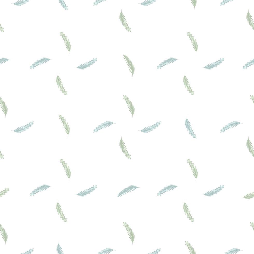 Isolated seamless nature pattern in geometric style with blue ear of wheat ornament. White background. vector