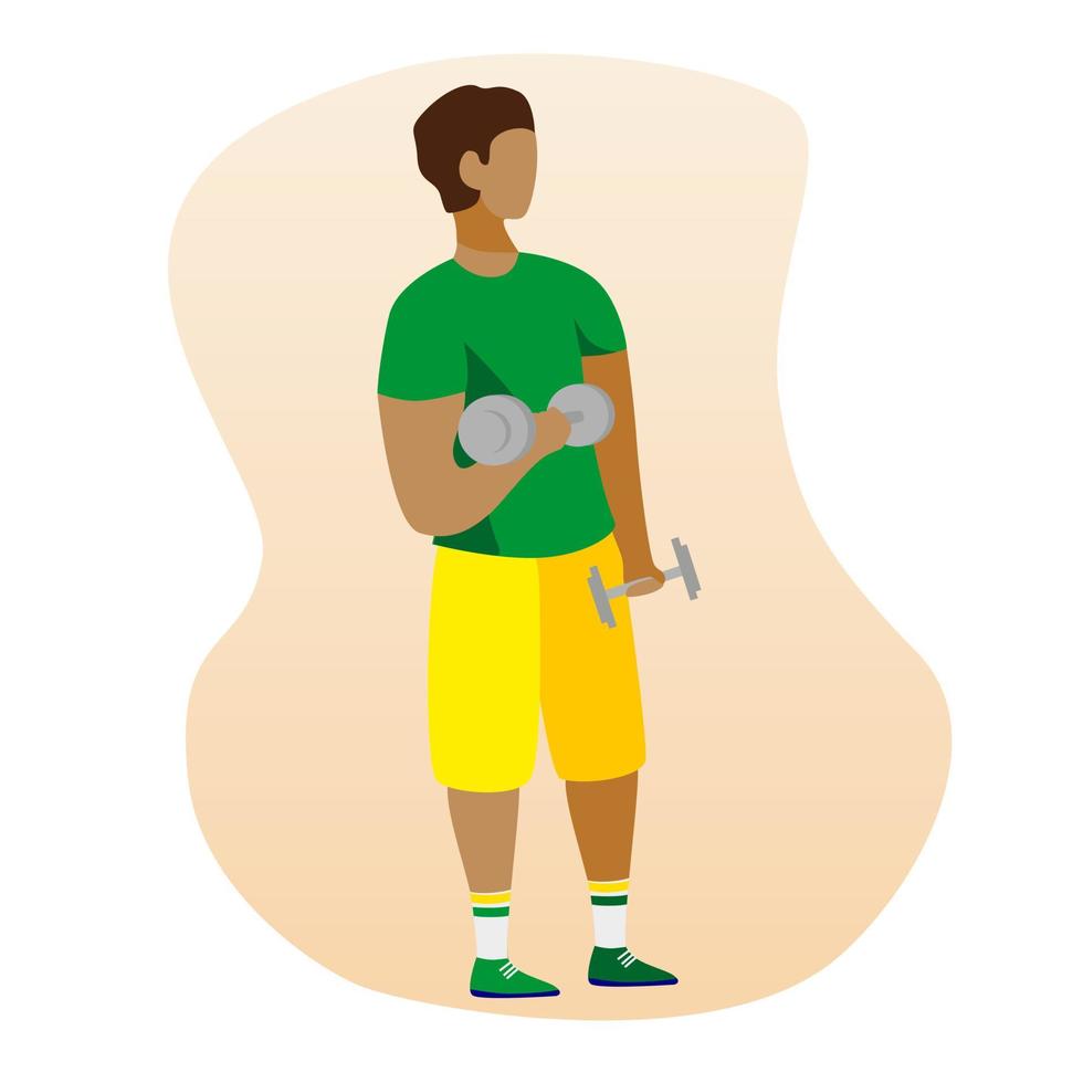Man With Dumbbells . Flat illustration. Fitness Vector