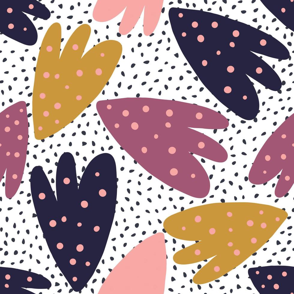 Modern abstract shapes or blots on polka dot background. vector