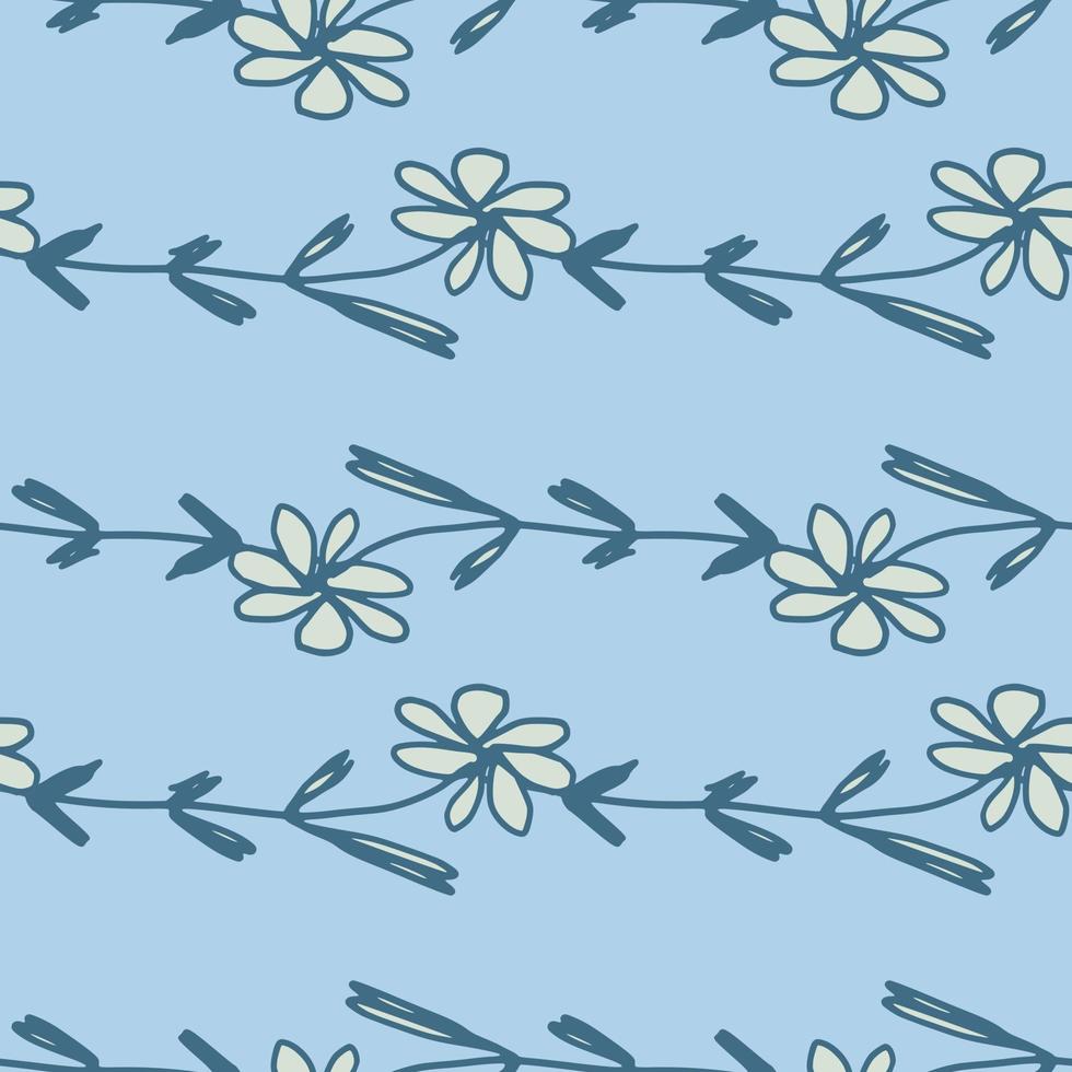 Abstract flowers seamless pattern in sketch style. Simple floral wallpaper. vector