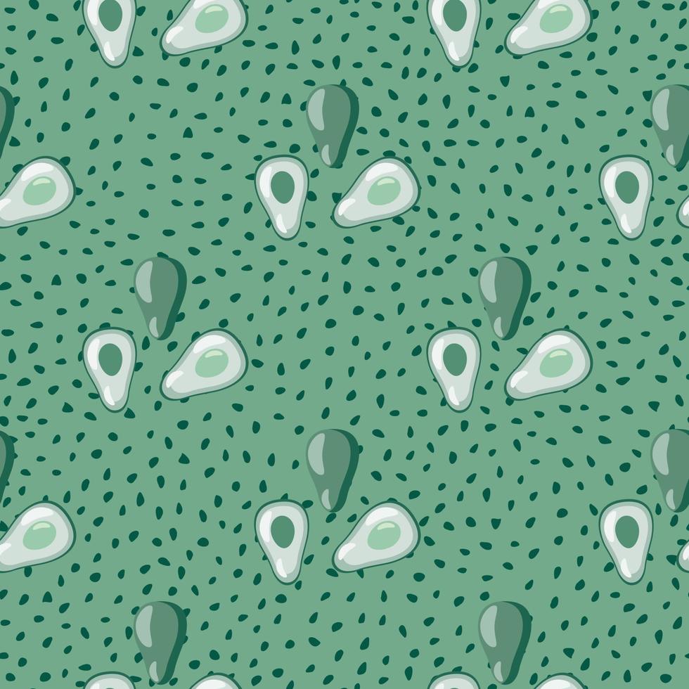 Geometric avocado seamless pattern on dots background. vector