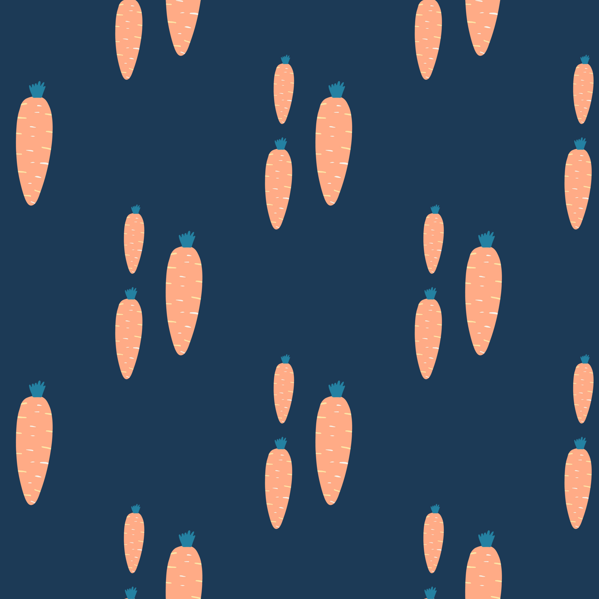 Hand drawn carrot seamless pattern. Doodle carrots wallpaper. Botanical