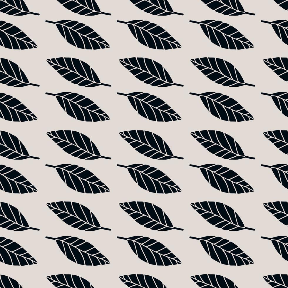 Monochrome isolated floral seamless pattern with geometric leafs. White background and black botanic elements. vector
