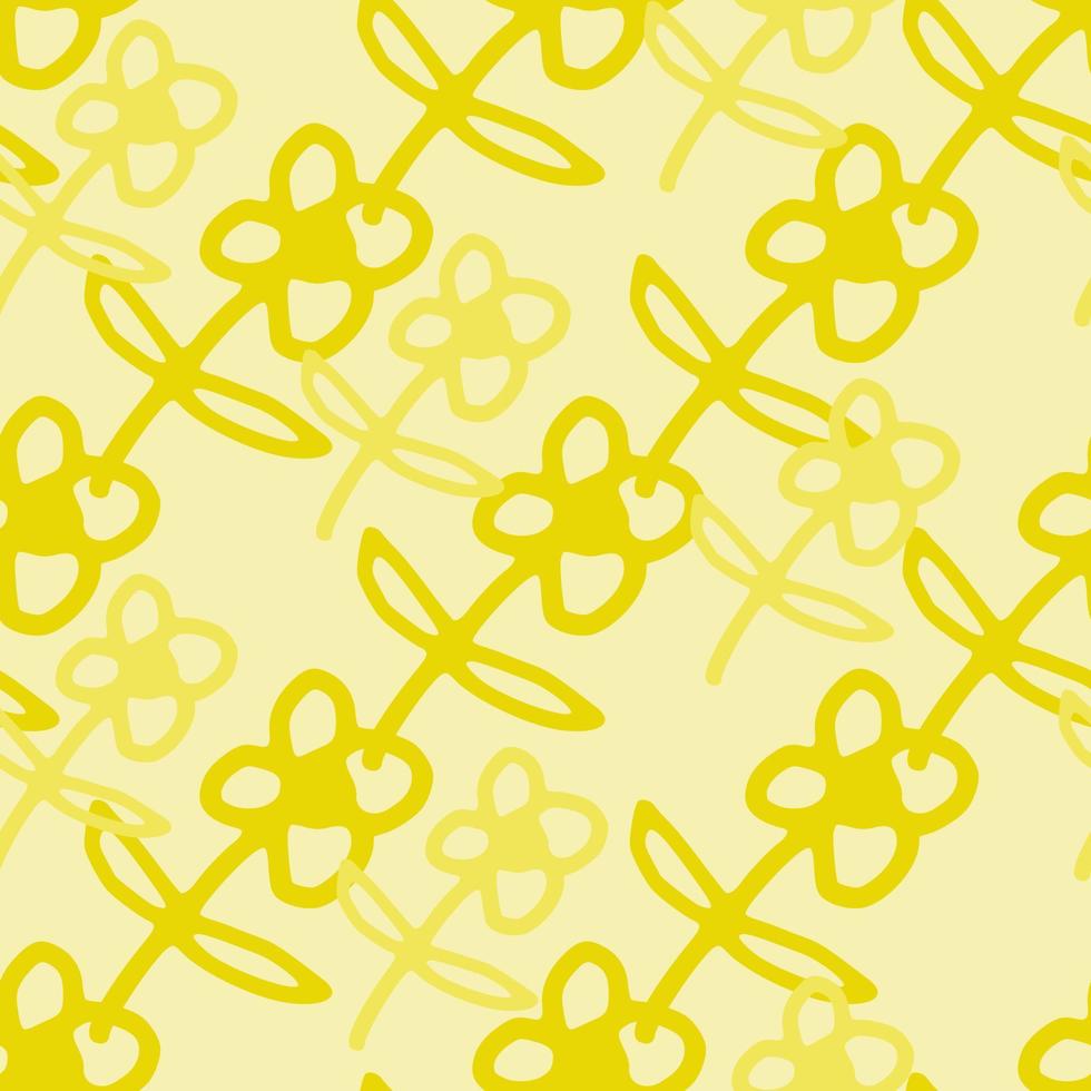 Seamless pattern with cute yellow flowers. Simple style. Abstract floral wallpaper. vector