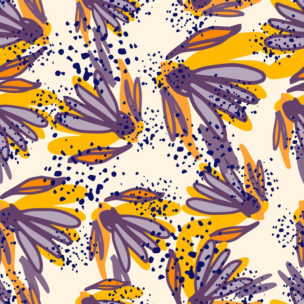 Abstract beautiful flowers seamless pattern in hand drawn style. Floral endless wallpaper. vector