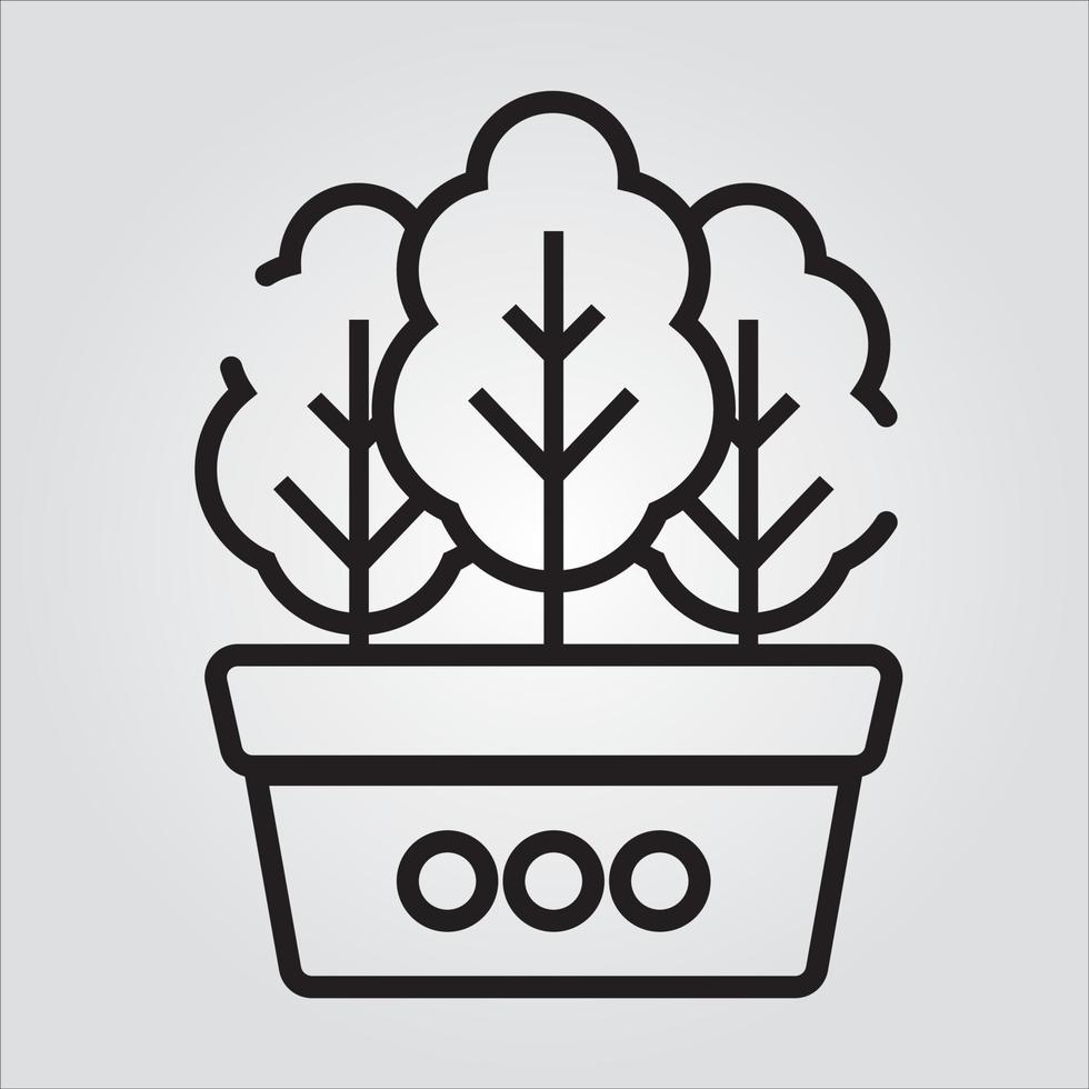 Isolated Outline Plant in Pot Scalable Vector Graphic