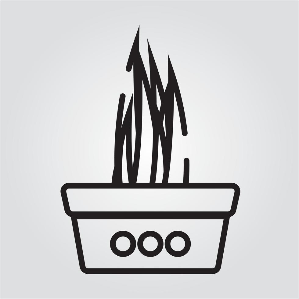 Isolated Outline Plant in Pot Scalable Vector Graphic