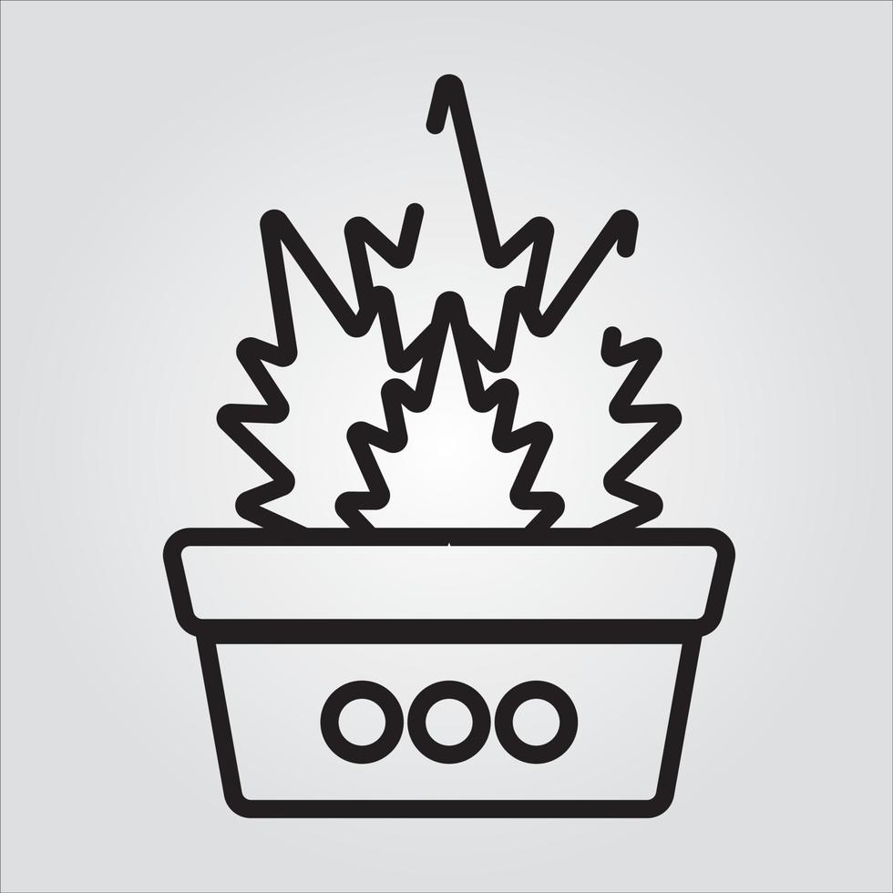 Isolated Outline Plant in Pot Scalable Vector Graphic