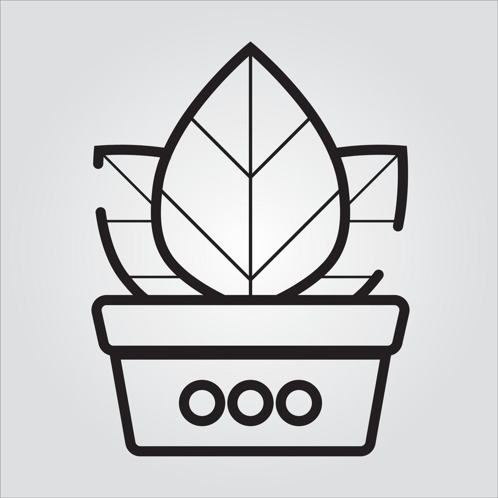 Isolated Outline Plant in Pot Scalable Vector Graphic