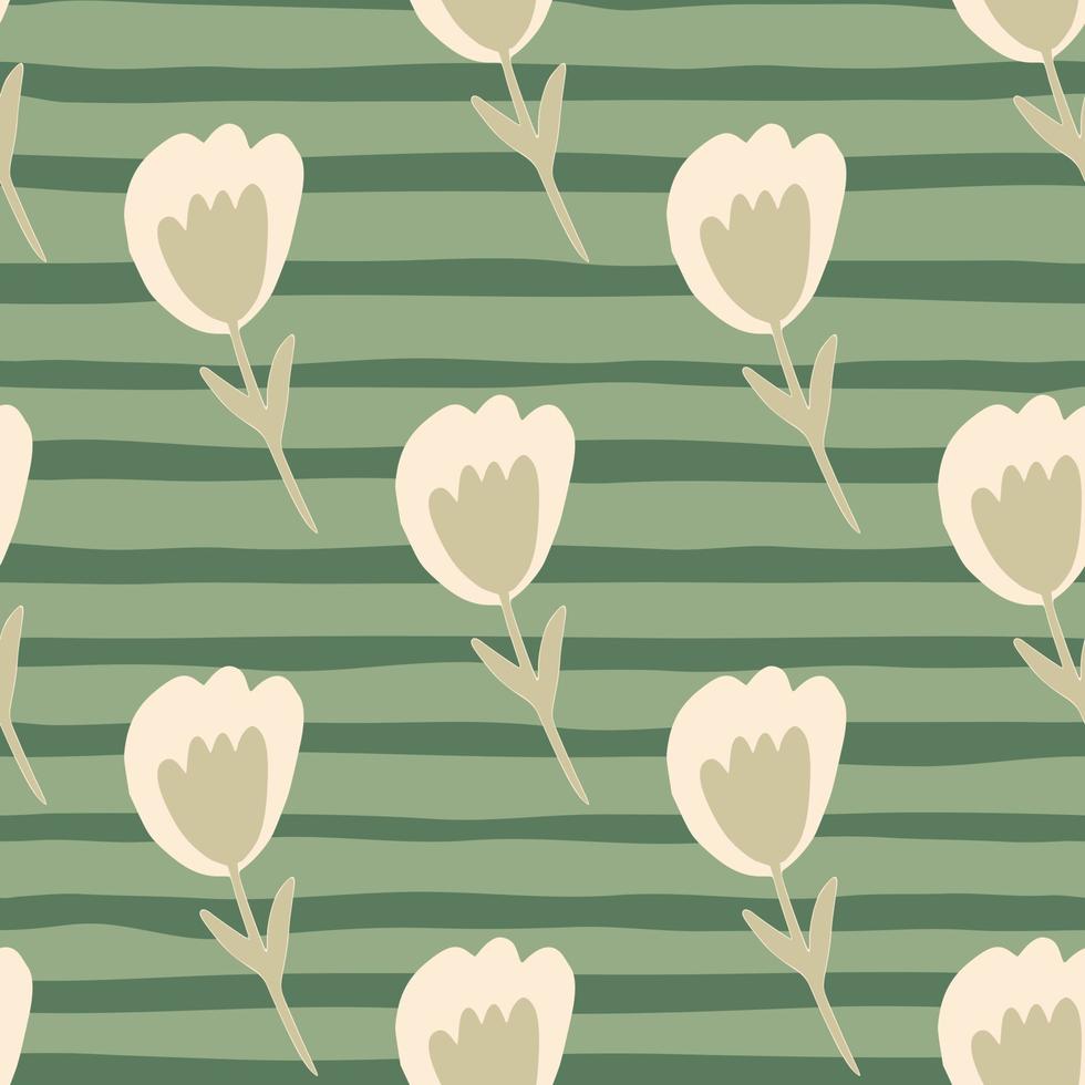 Abstract tulip flowers seamless pattern on green background. Small flower endless wallpaper. Floral backdrop. vector