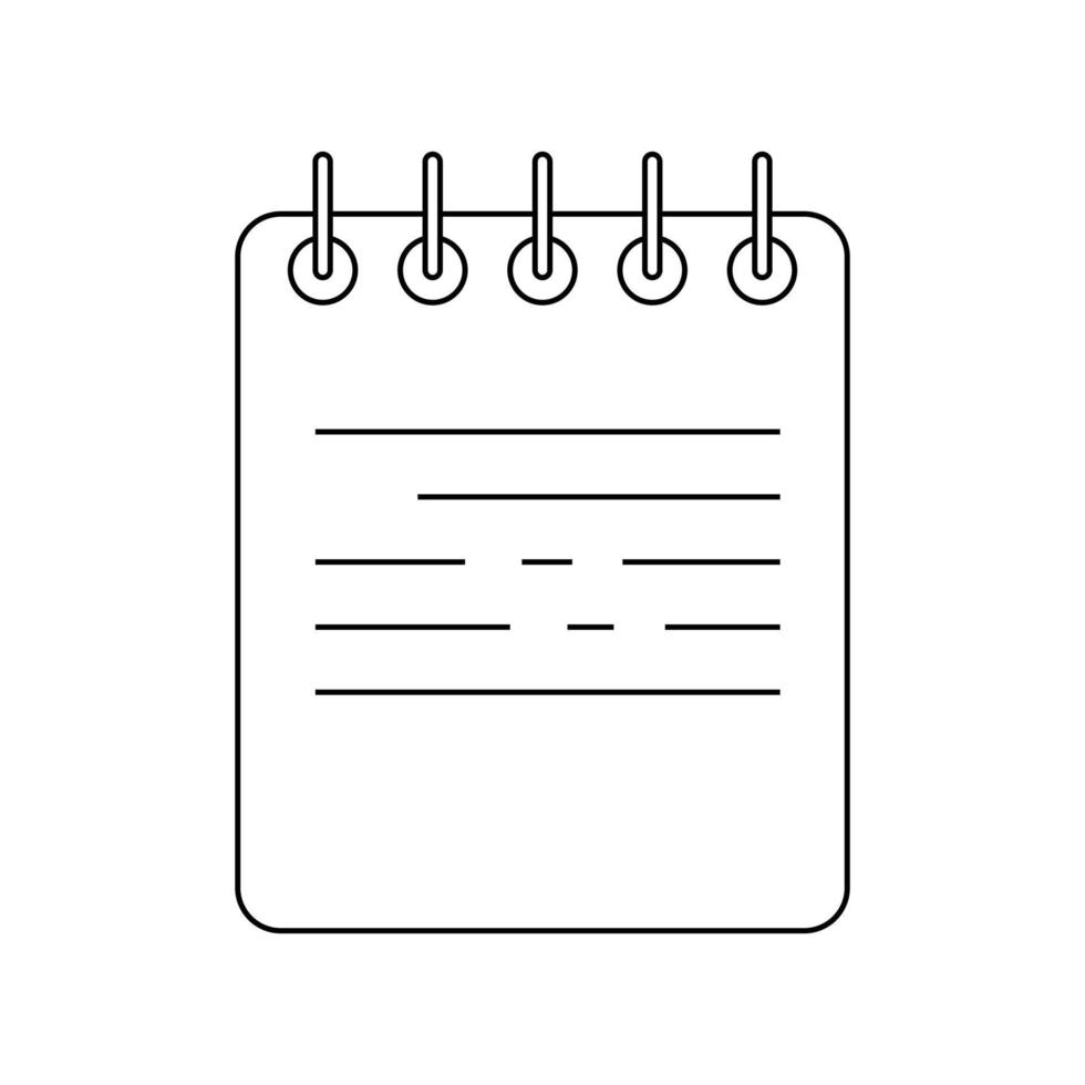 Outline spiral notebook isolated on white background. Diary for business. vector