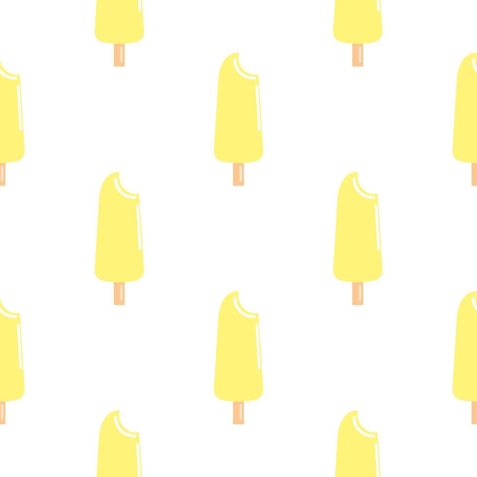 Ice lolly in flat style seamless pattern. Yellow ice cream vector illustration. Frozen popsicles