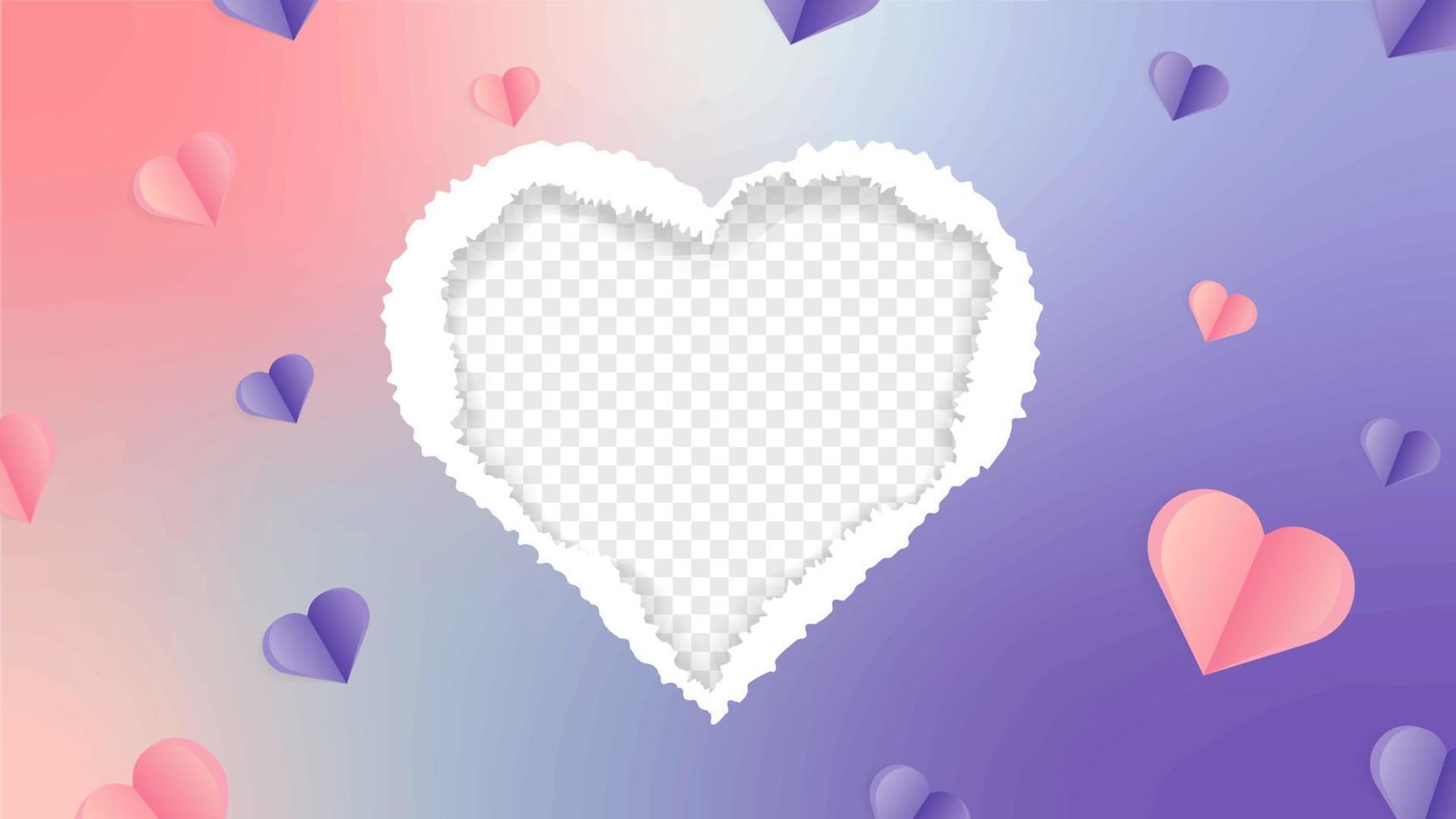 diseño de fondo romántico con un espacio vacío en forma de corazón sobre fondo transparente para insertar fotos, anuncios o fotos vector