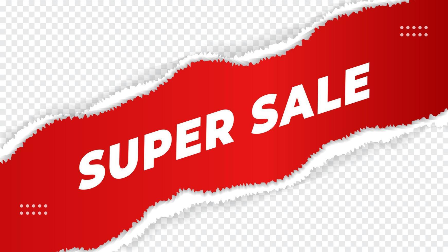 Super sale banner, special offer, hot sale, big sale design template on transparent background vector