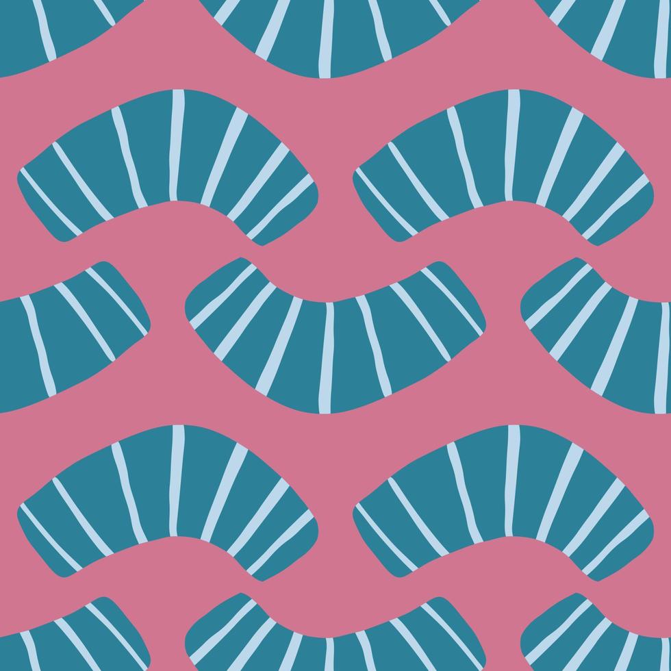 Seamless pattern with abstract forms. Dark lilac background and navy blue color geometry scribble ornament. vector