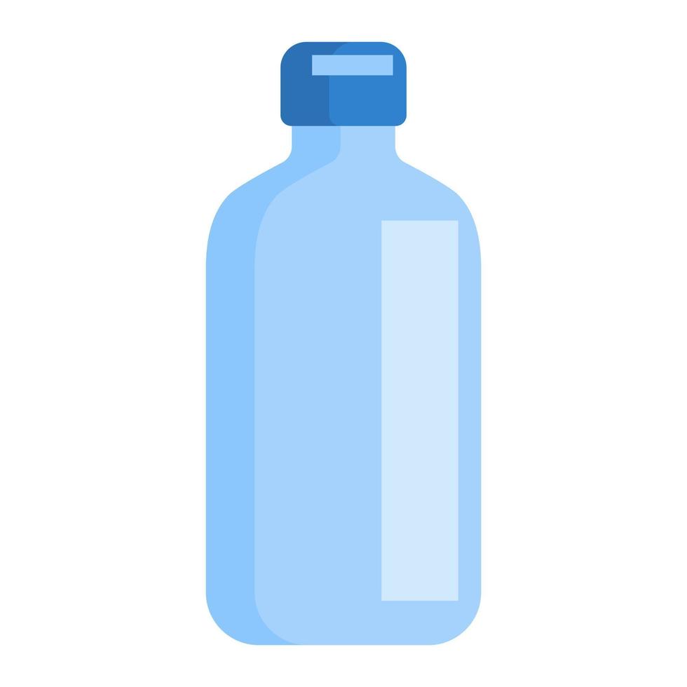 icono plano con botella azul médica aislada sobre fondo blanco. vector