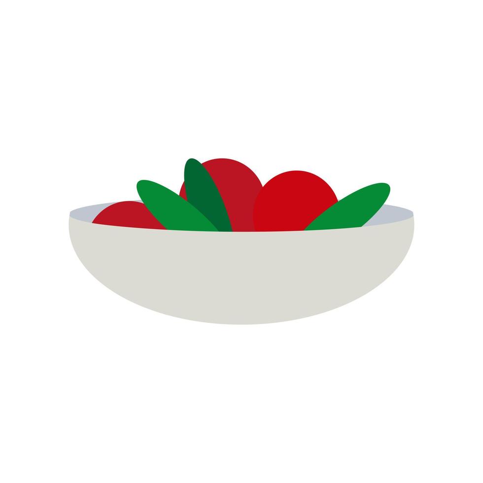 Vector illustration with plate with vegetables in flat style. Healthy lifestyle. Raw food ingredient.