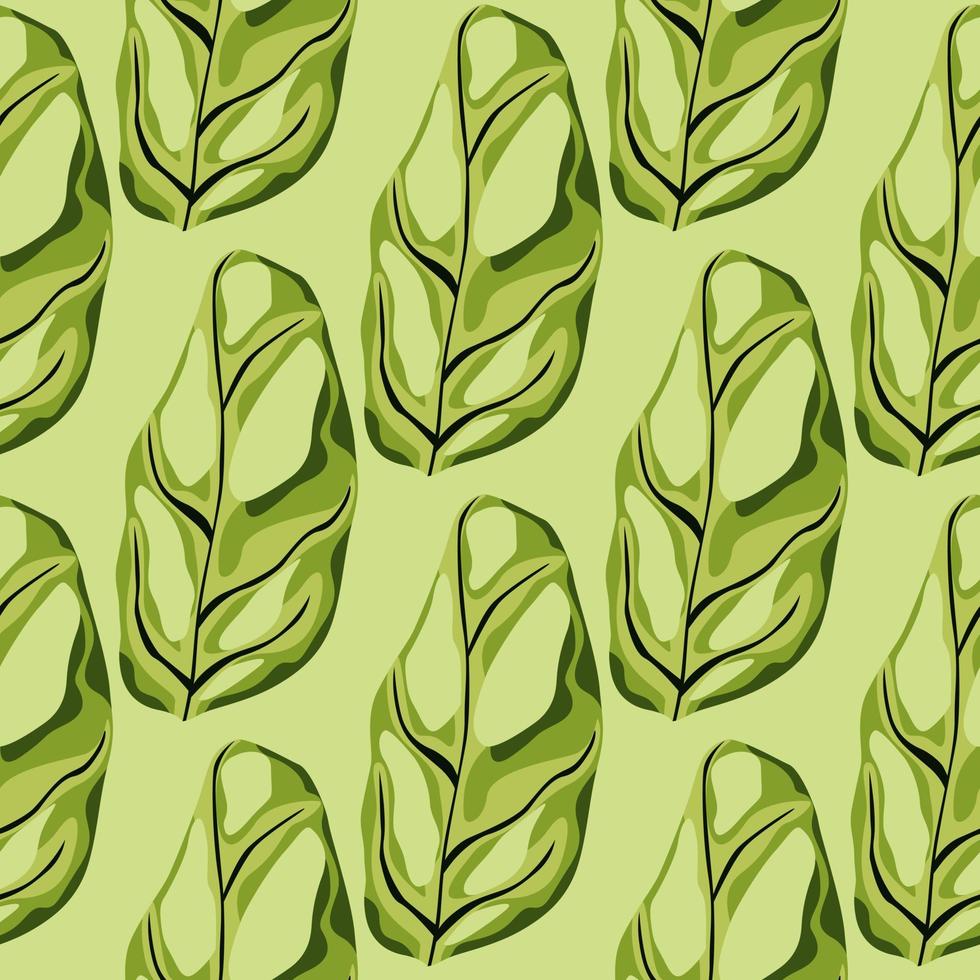 Simple tropical seamless pattern with monstera silhouettes. Light green tones palette artwork. Hand drawn houseplant print. vector