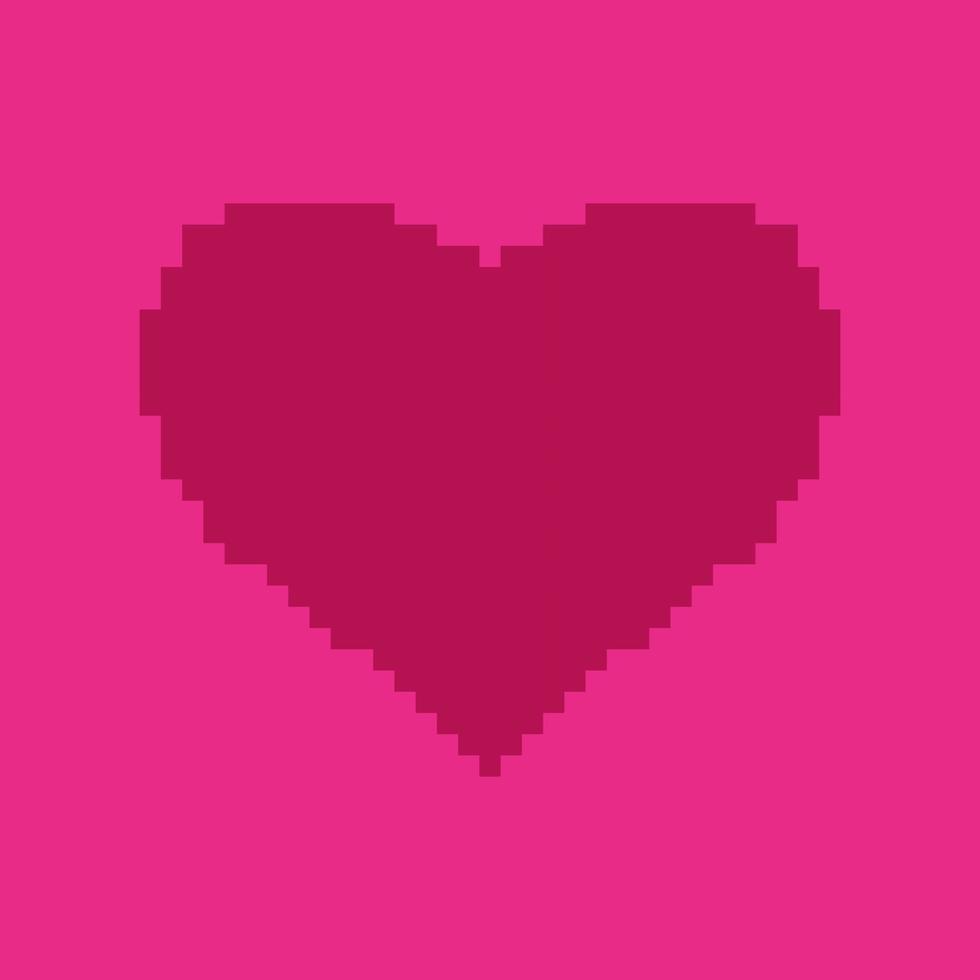 corazón rosa mensaje de amor. cartel de feliz día de san valentín en pixel art vector