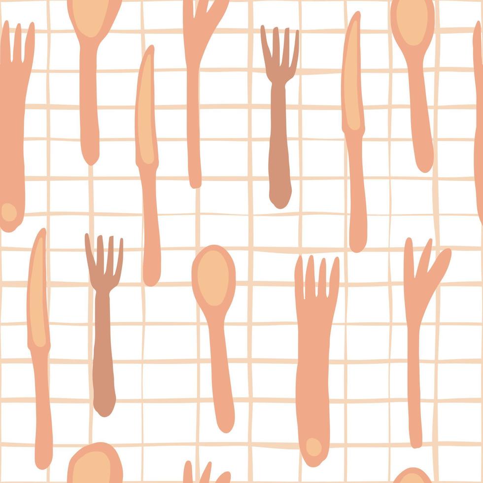 Fork, knife, Spoon hand draw seamless pattern on white background. vector