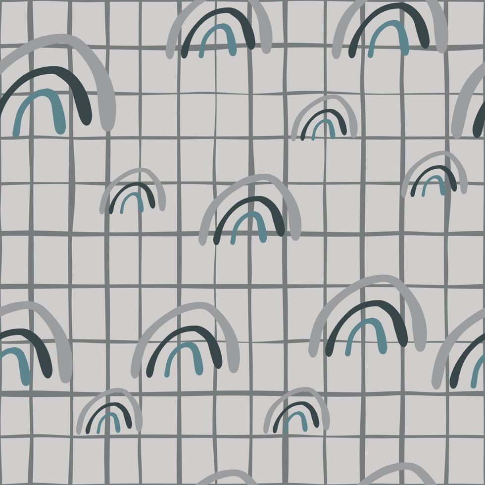 Simple rainbow seamless pattern on line background. Scandinavian style. vector
