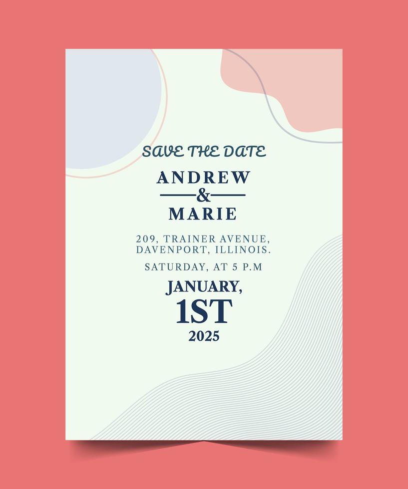 Minimalist Boho Style Wedding Invitiation Vector Template Design