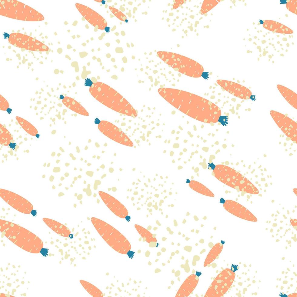 Hand drawn carrot seamless pattern on white background. Doodle carrots backdrop. vector