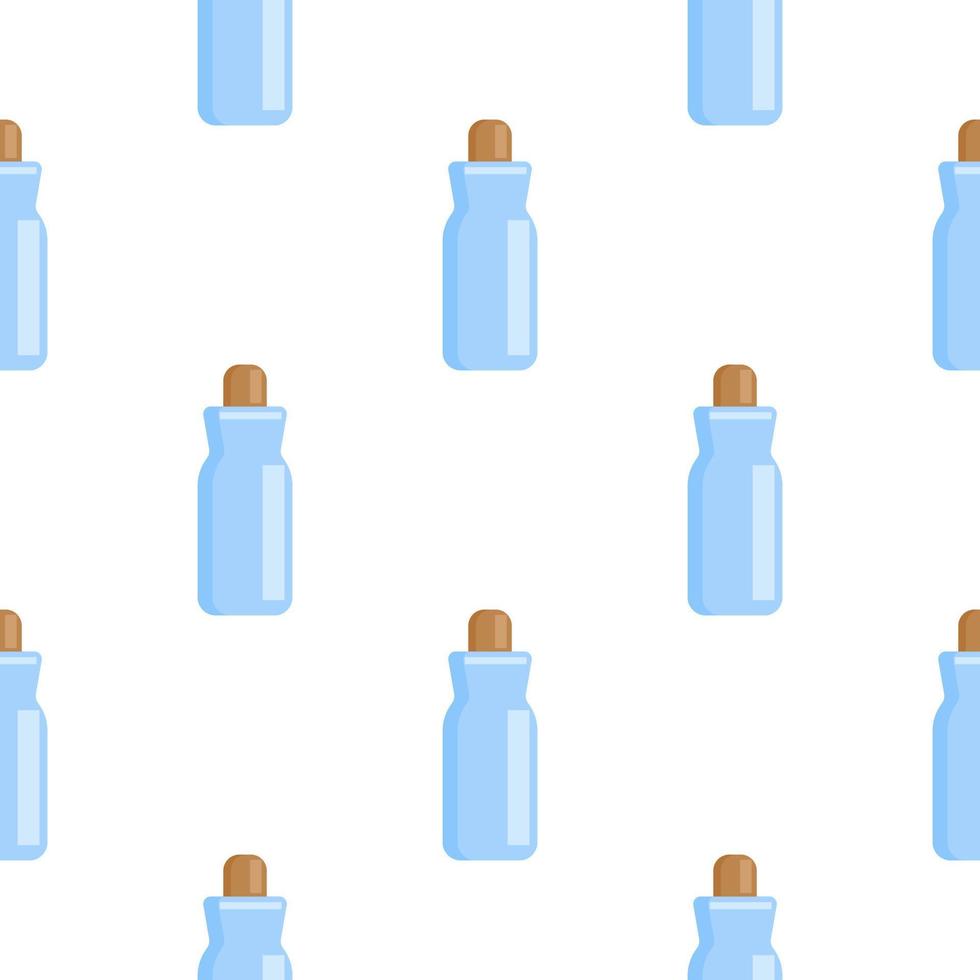 Blue bottle medical in flat design seamless pattern on white background. vector